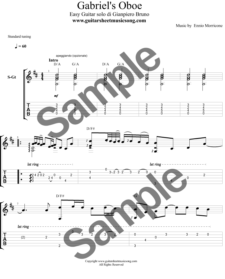 score-music-guitar/Gabriel's-Oboe-Ennio-Morricone